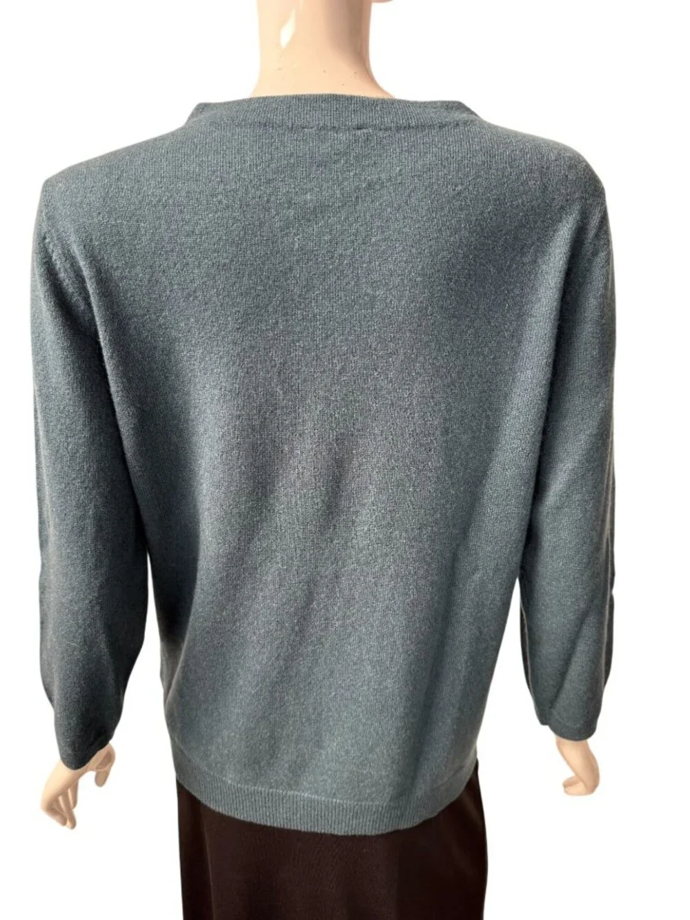 Talbots 100% Cashmere Teal 3/4 Sleeve Lightweight Sweater Womens Size L - Picture 16 of 16